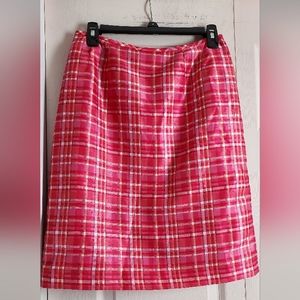 Le Suit Petite Pink Plaid Straight Pencil Skirt Sz 6 Lined Preppy Tennis READ!